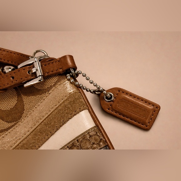 Coach Tan and Brown Patchwork Wristlet - Picture 5 of 6